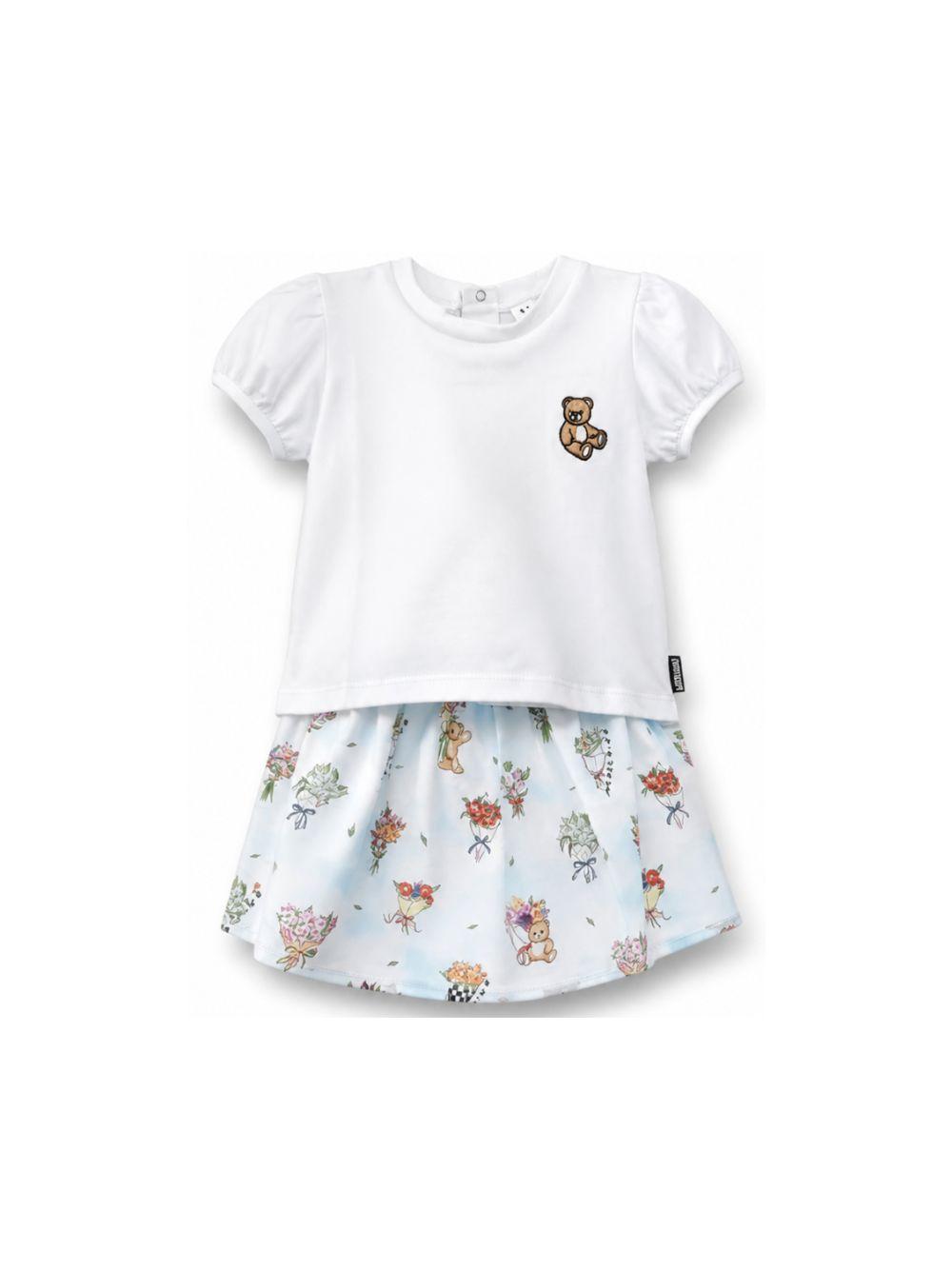 Set t-shirt e gonna per neonata Moschino Kids multicolore con ricamo Teddy Bear MDG01RL1B13 83281 MOSCHINO KIDS 