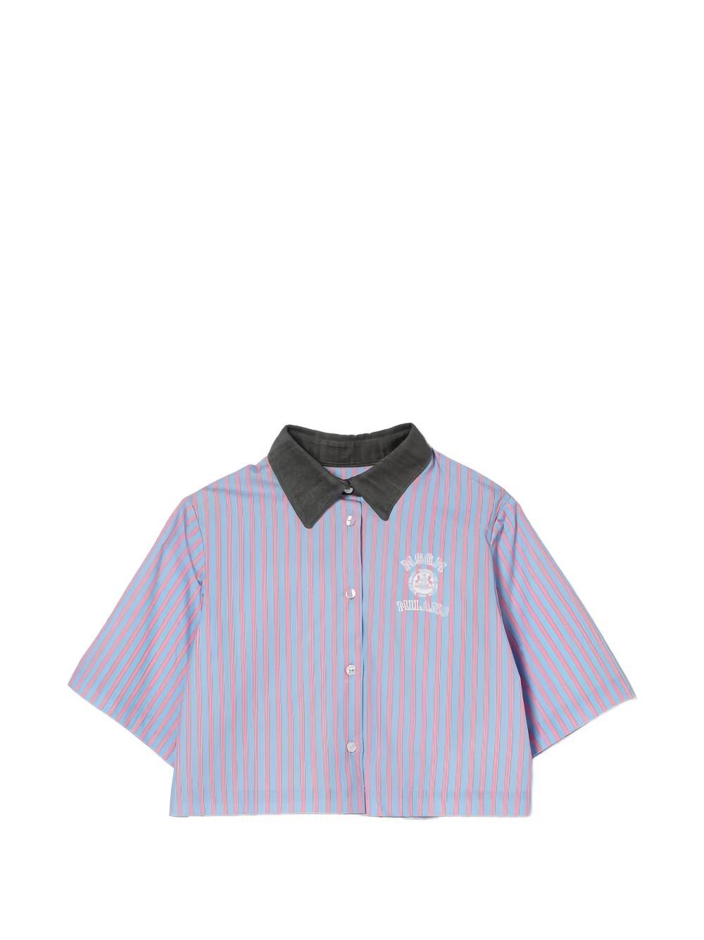 Camicia per bambina MSGM Kids azzurra a righe S6MSJGSI029 050 MSGM KIDS 
