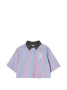 Camicia per bambina MSGM Kids azzurra a righe S6MSJGSI029 050 MSGM KIDS 