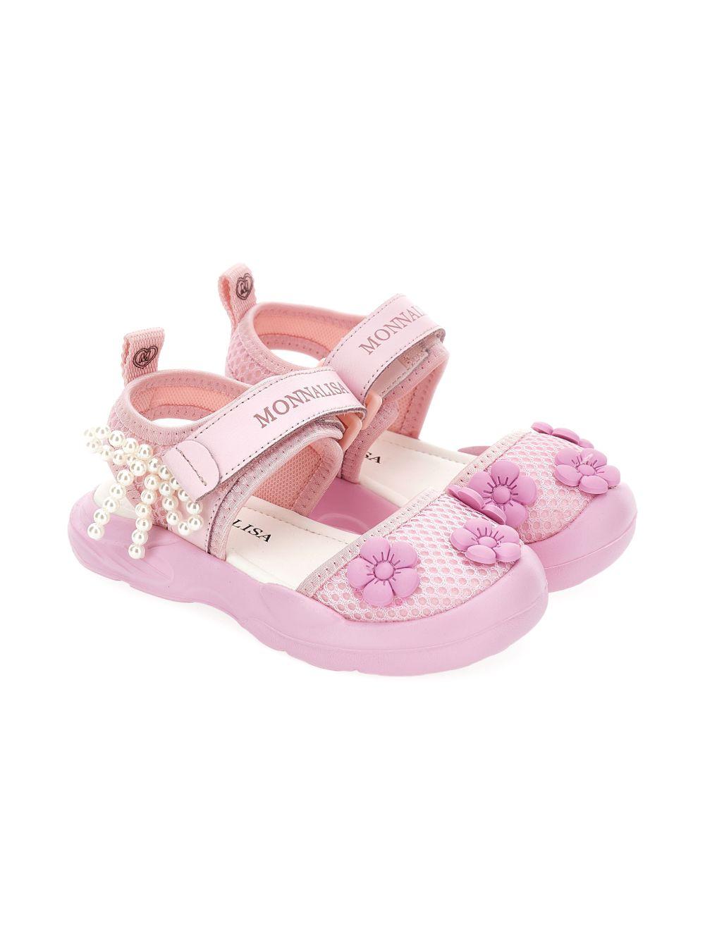 Sandali per bambina Monnalisa rosa con fiocco a perline 8CG005 7703 0090 MONNALISA KIDS 
