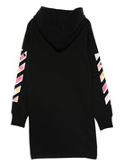 Abito per bambina Off-White Kids nero con stampa logo sul davanti OGDF003F25FLE001 1084 OFF WHITE KIDS 