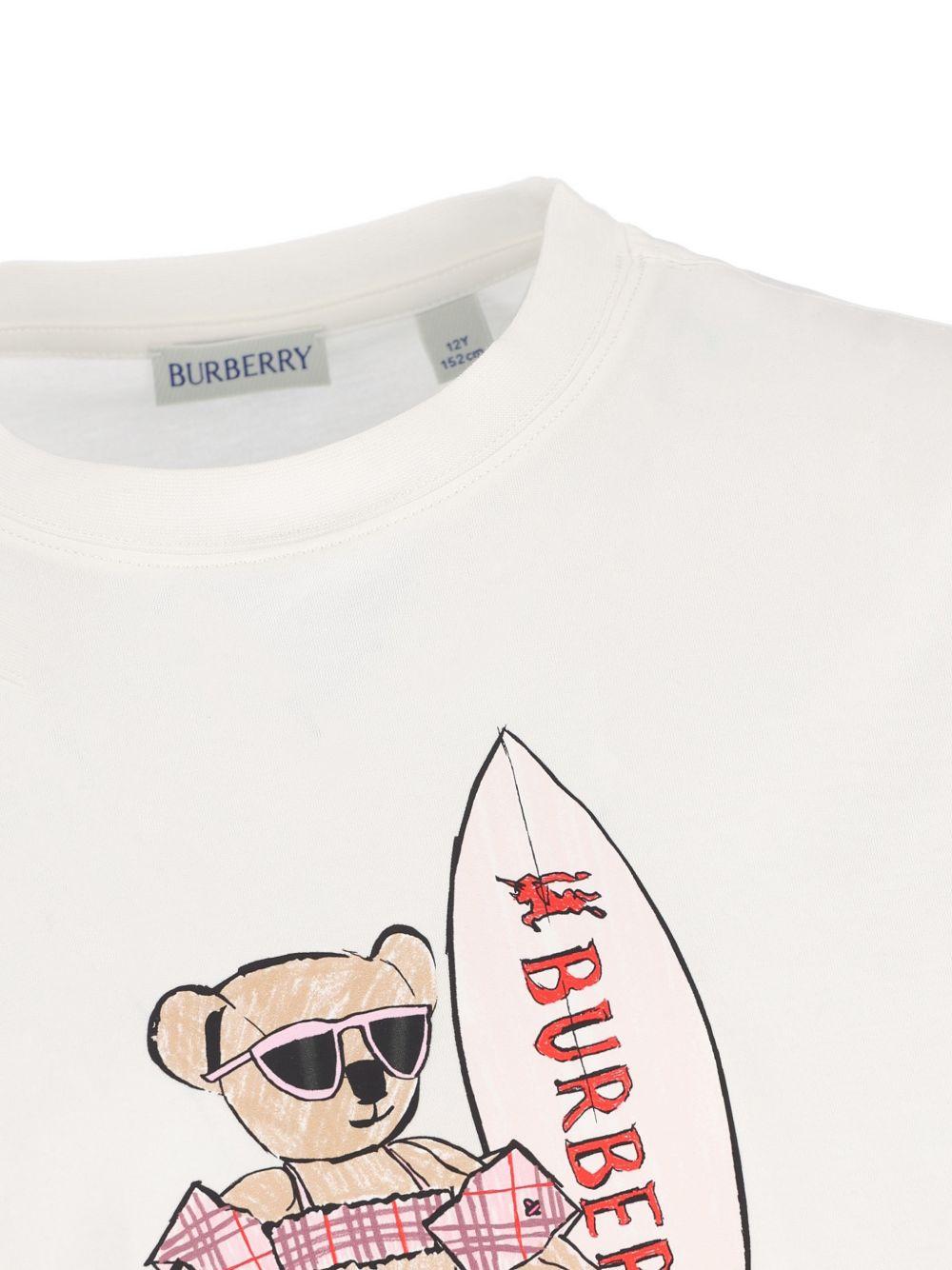 T-shirt per bambina Burberry Kids bianca con stampa orsetta 8117541 A2014 BURBERRY KIDS 