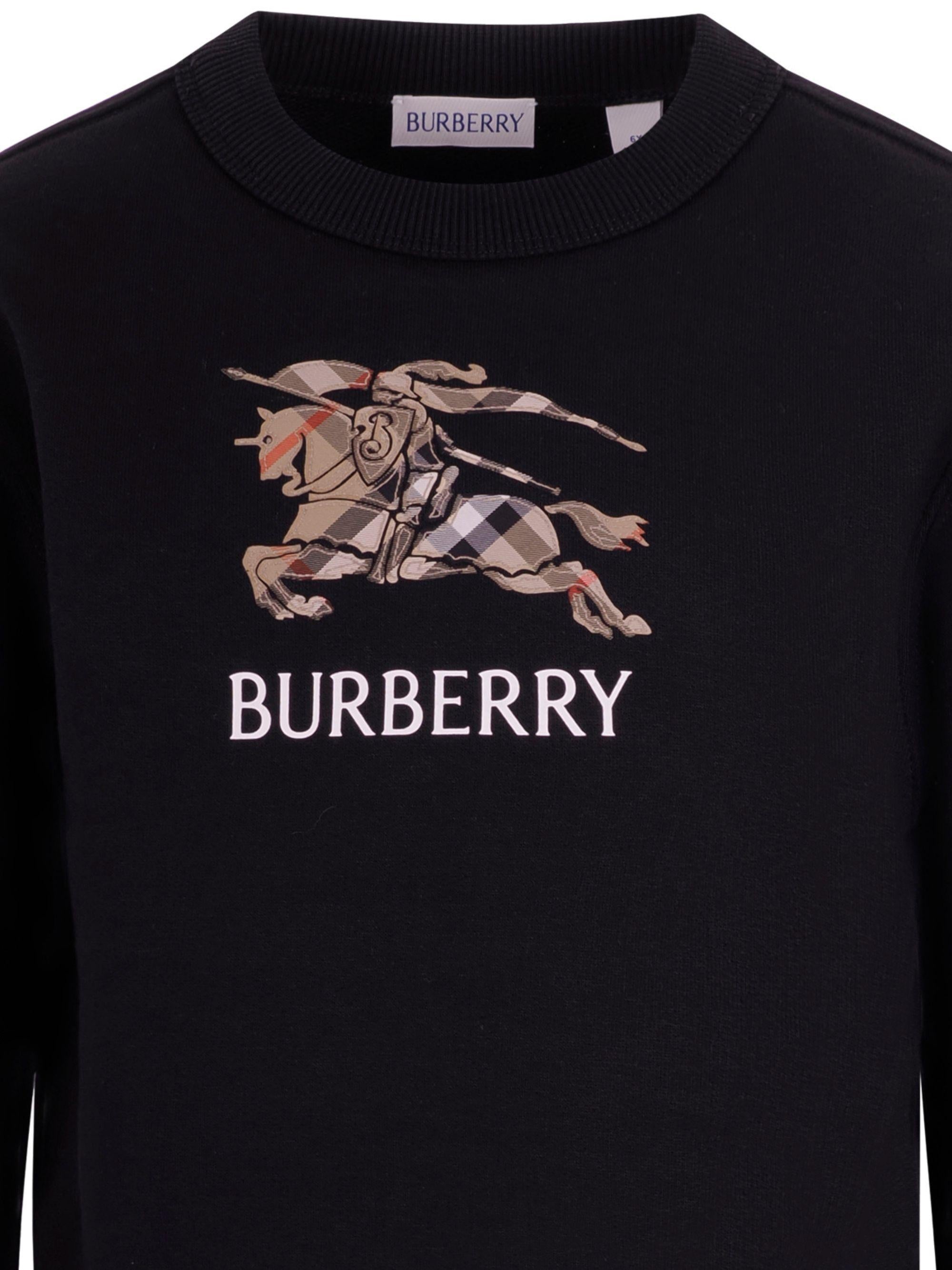 Felpa per bambino Burberry Kids nera con logo equestrian kinght sul davanti 8117293 A1189 BURBERRY KIDS 