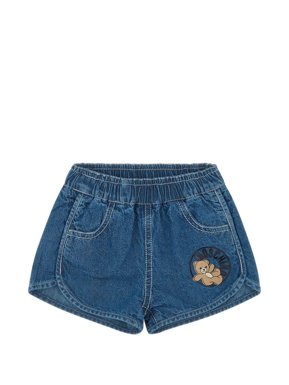 Shorts per neonati Moschino Kids in denim con stampa MUQ01OL0E45 40188 MOSCHINO KIDS 