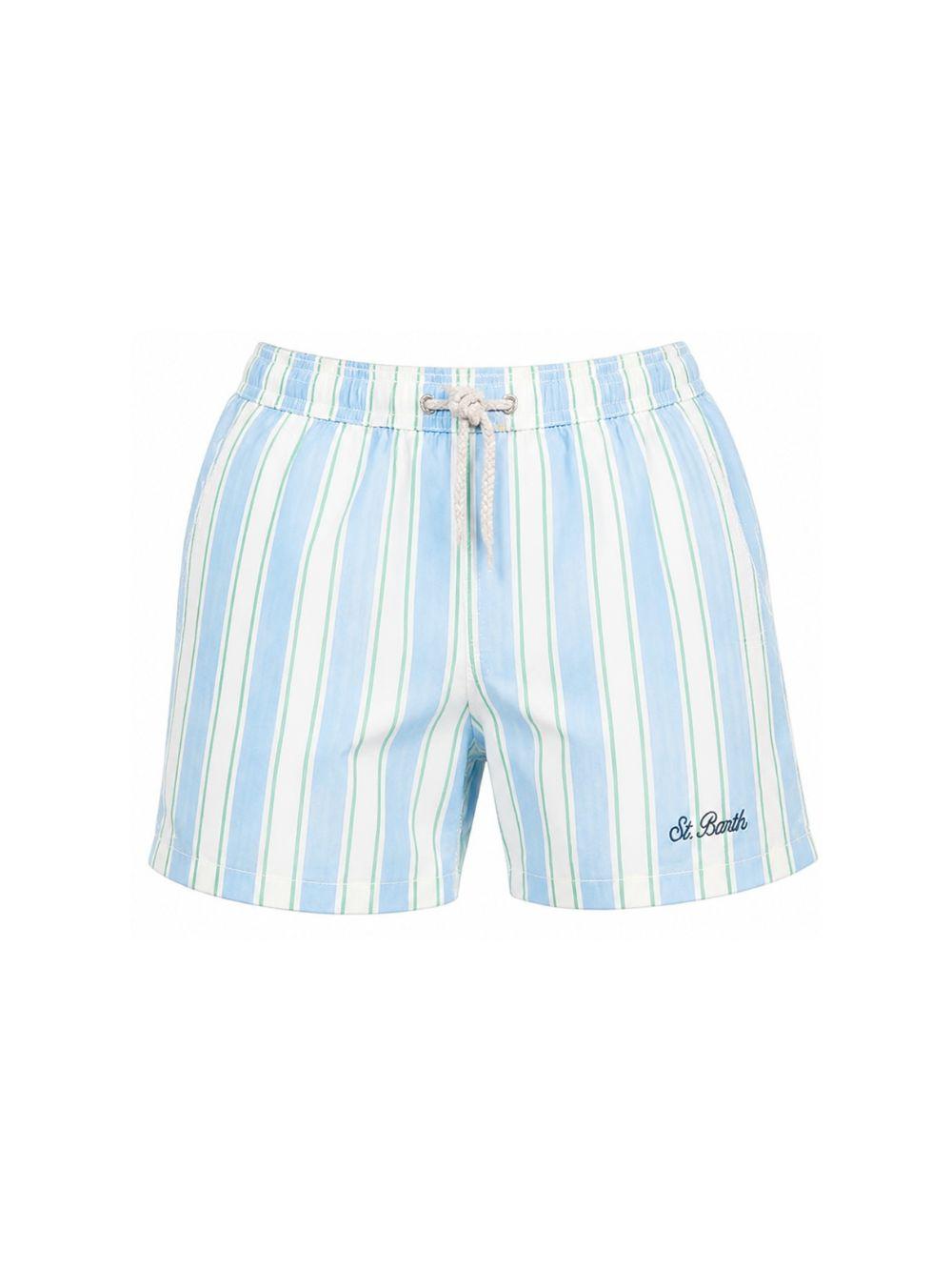 Costume da bagno per bambino MC2 Saint Barth Kids azzurro con motivo a righe SYR0002 00930L MC2 ST. BARTH KIDS 