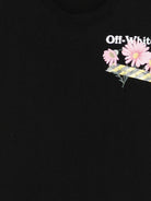 T-shirt per bambina Off-White Kids nera con stampa grafica floreale sul davanti 44GAA001S26J004 001 OFF WHITE KIDS 