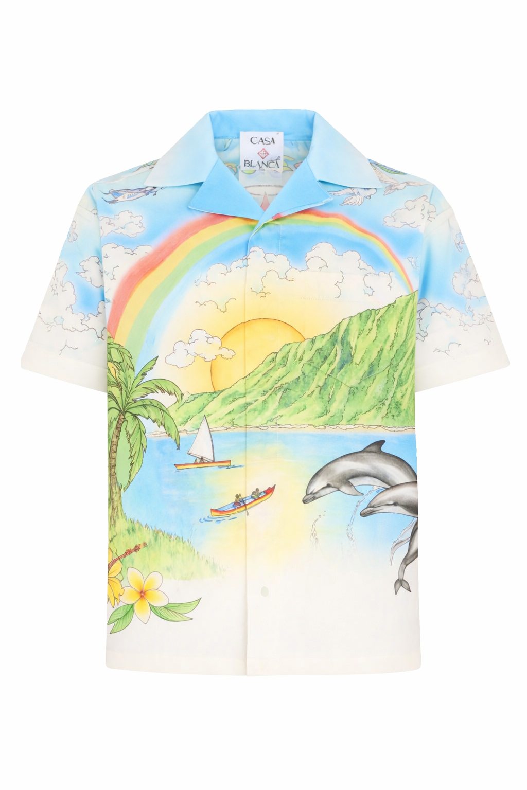 Camicia da bambino Casablanca Kids blu con stampa grafica KSP26SH18002 ALOHA CASABLANCA KIDS 