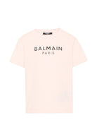 T-shirt per bambina Balmain Kids rosa con stampa logo sul davanti BZ8B61 Z3672 508NE BALMAIN KIDS 