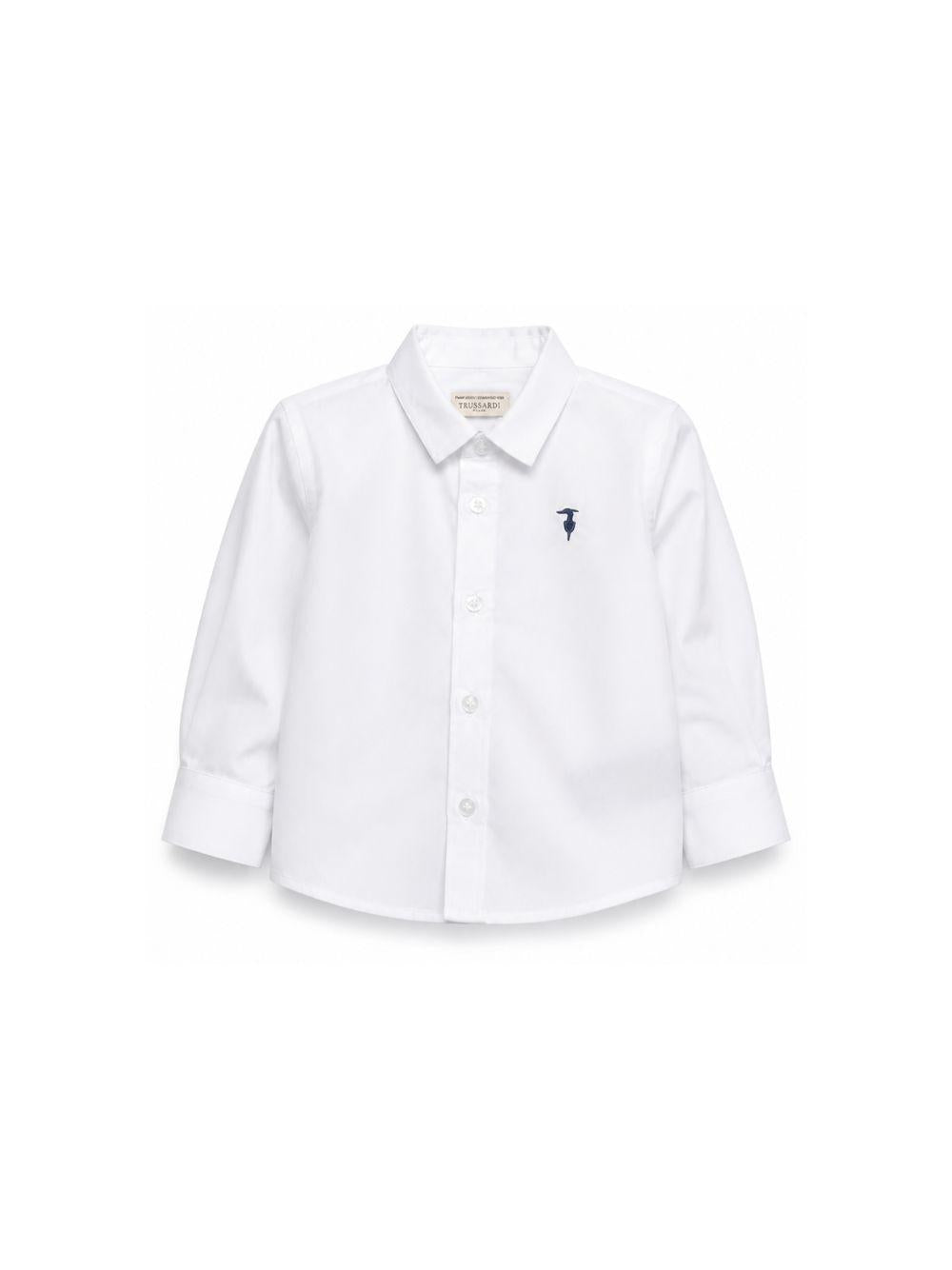 Camicia per neonato Trussardi Junior bianca con logo ricamato sul davanti TIP26145CA WHITE TRUSSARDI KIDS 