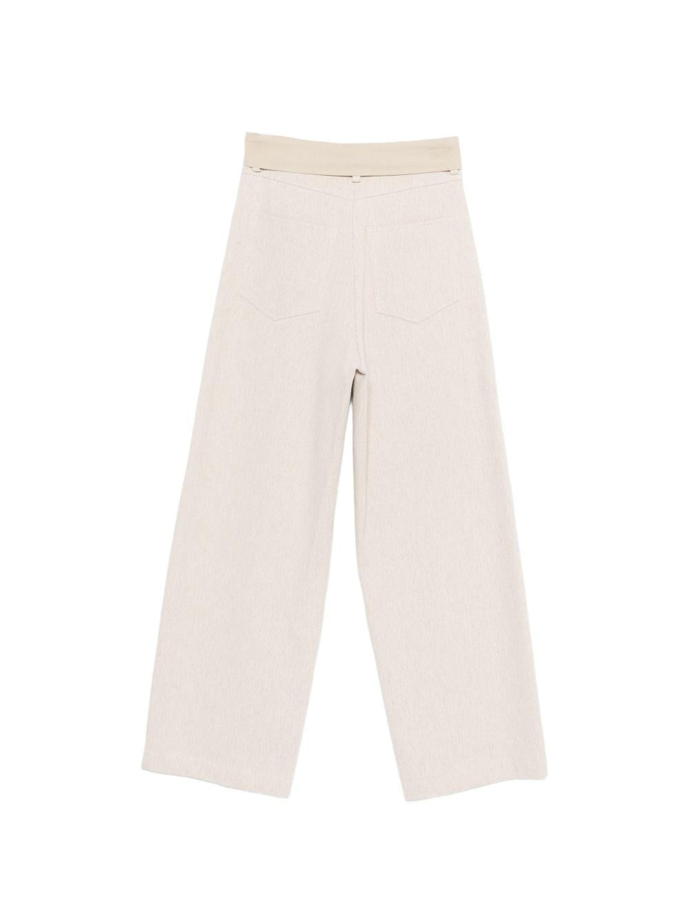 Pantaloni per donna Alysi beige con vita a contrasto 116111 P6049 SASSO ALYSI 