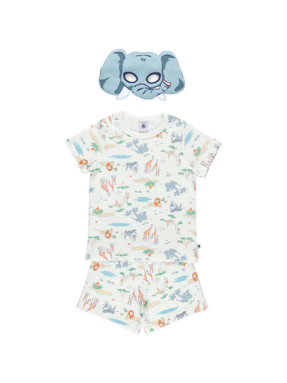 Set pigiama e maschera per bambino Petit Bateau bianco con stampa animali all-over A0F6M 01 PETIT BATEAU KIDS 