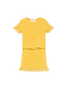Set t-shirt e gonna Elisabetta Franchi La Mia Bambina giallo con dettagli ruches EFCM025CFL107 2033 ElISABETTA FRANCHI KIDS 