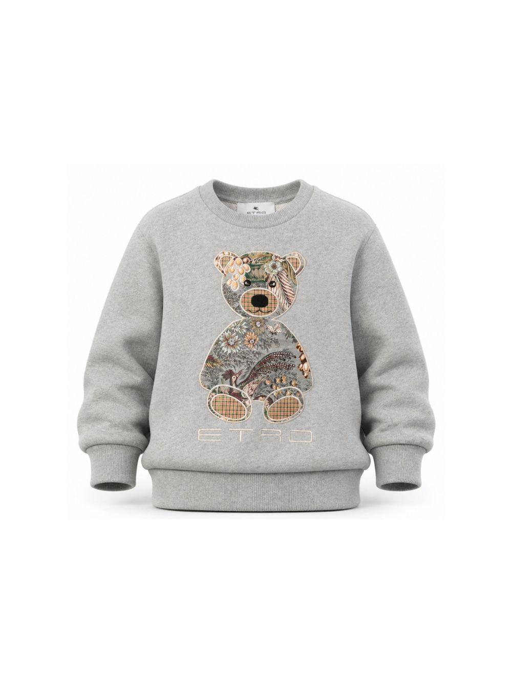 Felpa per bambino Etro Kids grigia con ricamo orsetto sul davanti GZ4P10 Z3188 806 ETRO KIDS 