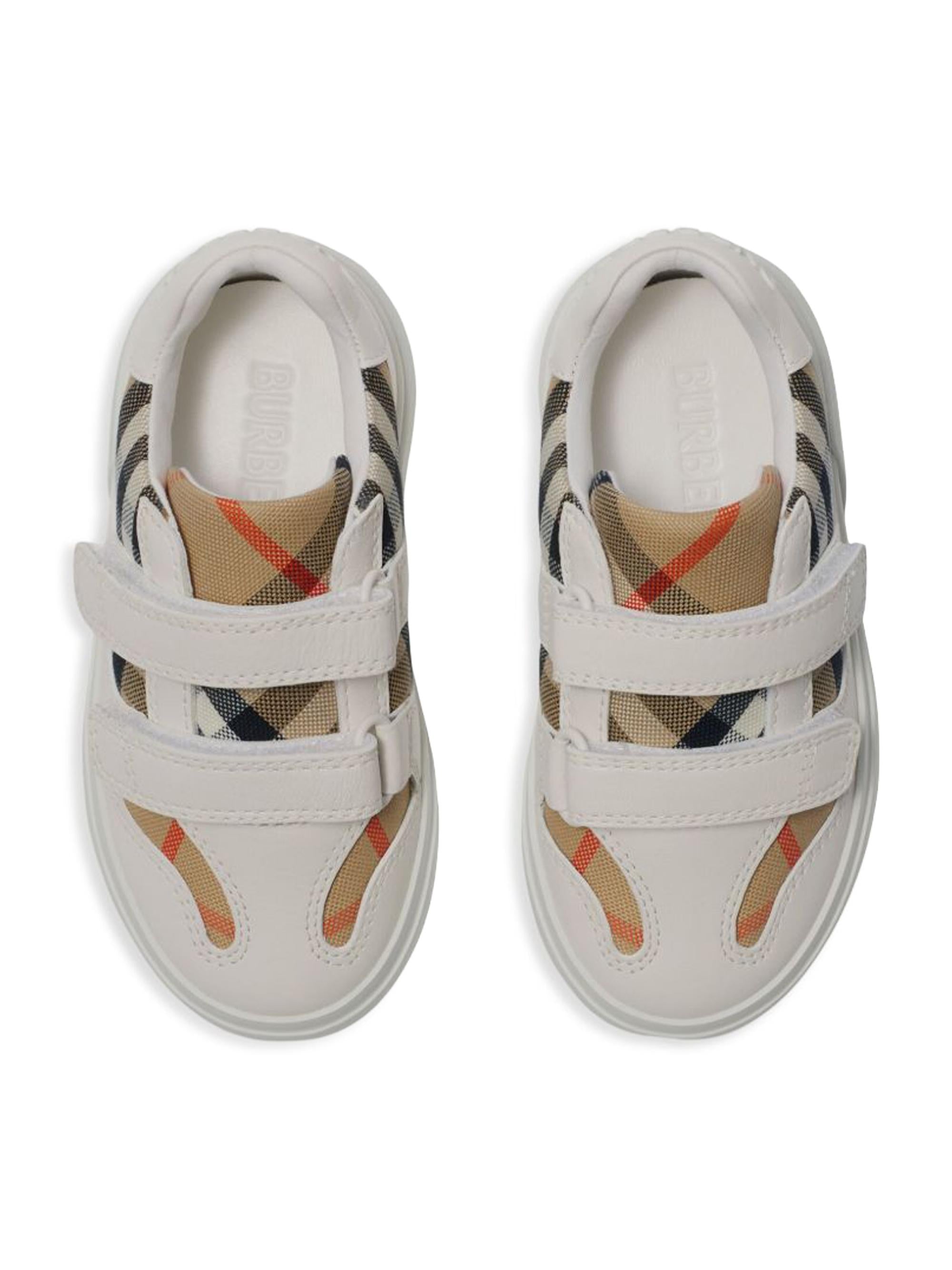 Sneakers per bambini Burberry Kids bianco con motivo a quadri 8089231 B9368 BURBERRY KIDS 