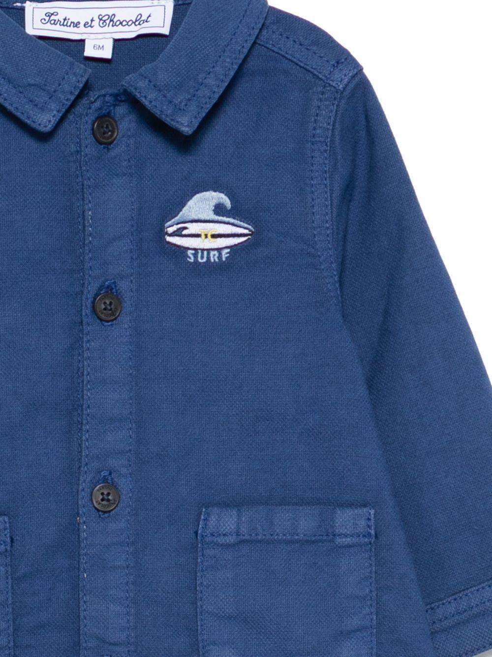Camicia per neonato Tartine & Chocolat blu con dettaglio ricamato CC40021 46 TArtine & Chocolat KIDS 