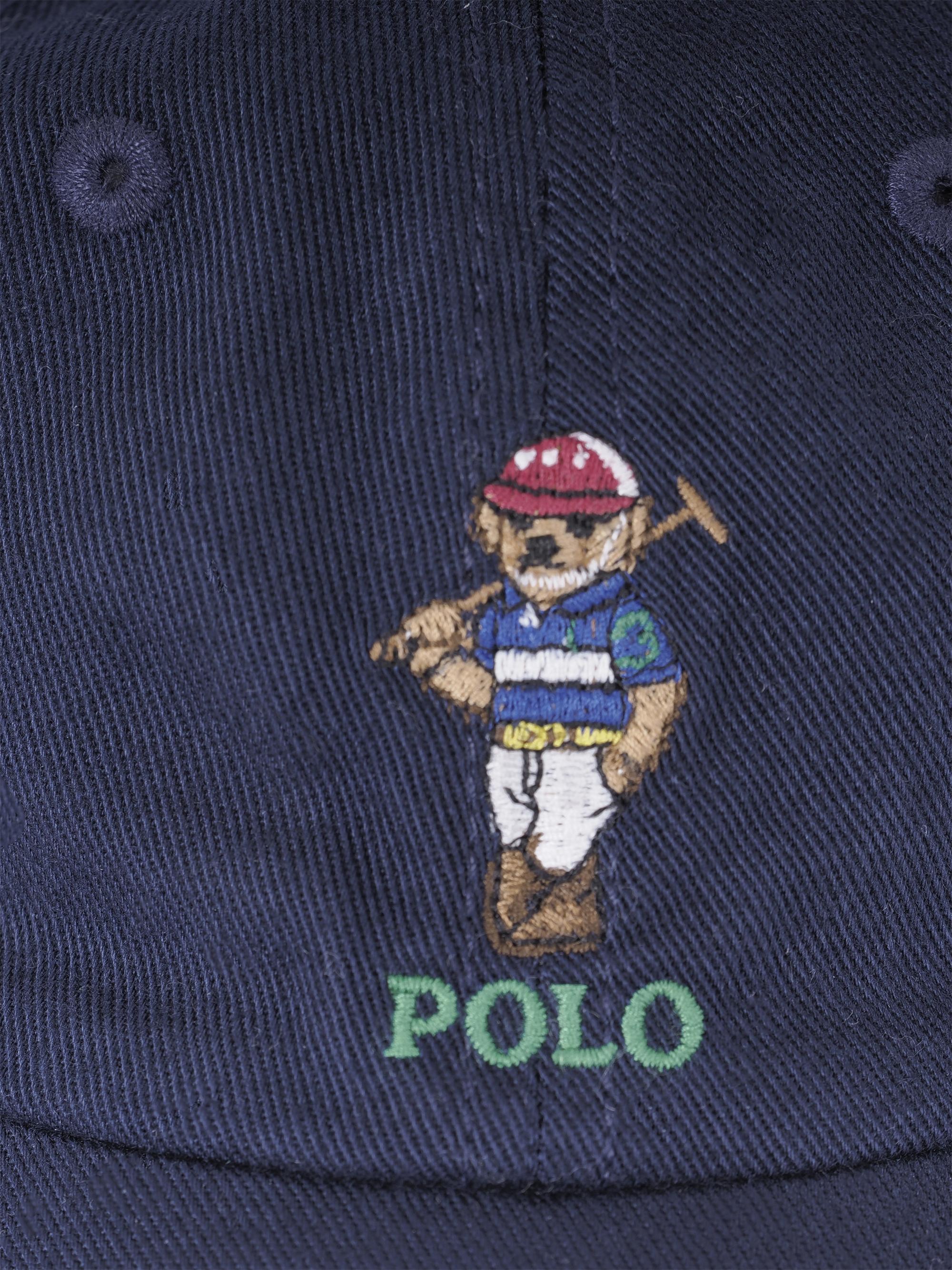 Cappellino per neonato Polo Ralph Lauren Kids blu con ricamo orsetto sul davanti 320A96605 001 Ralph Lauren kids 
