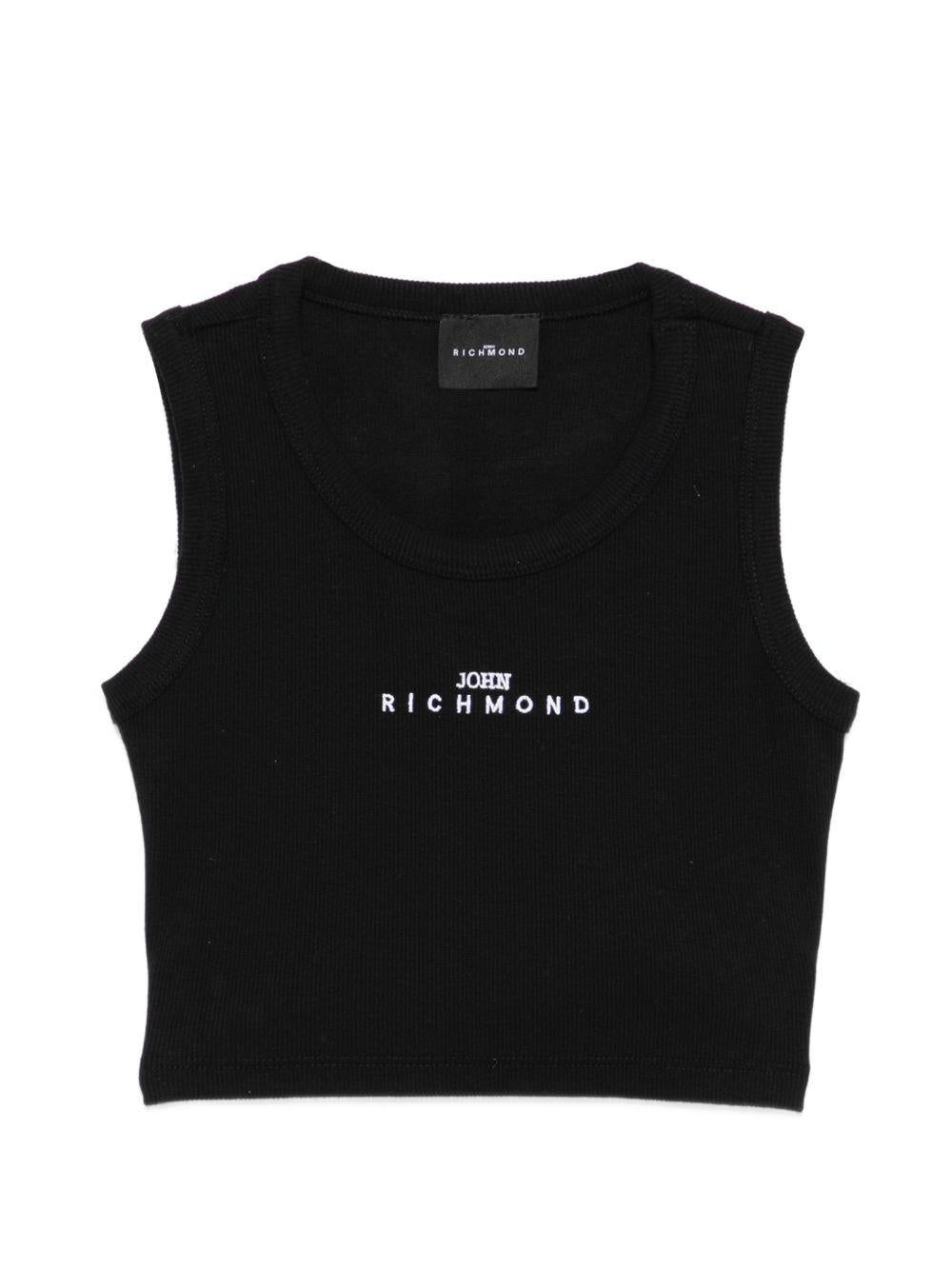 T-shirt per bambina John Richmond Junior nera senza maniche RGP26172CN BLACK JOHN RICHMOND JUNIOR 