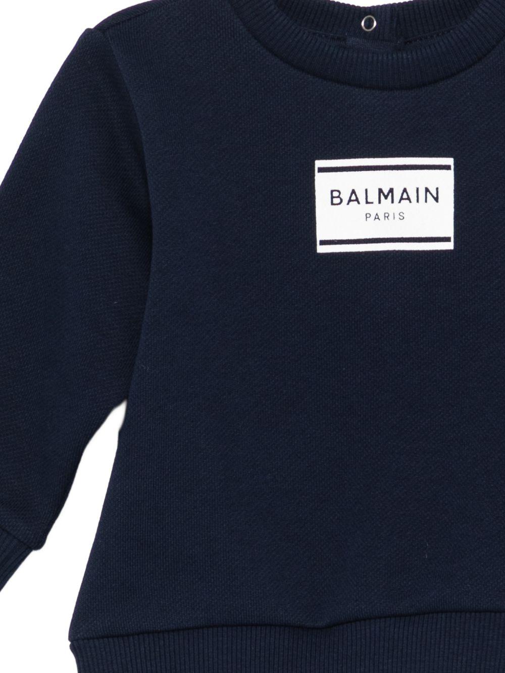Top per neonato Balmain Kids blu scuro con stampa logo BY4500 Z3183 617BC BALMAIN KIDS 