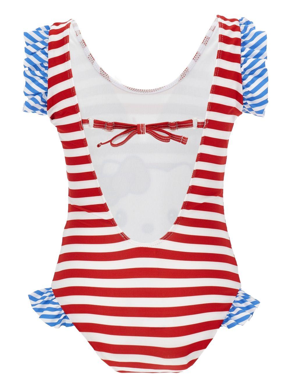 Costume intero per bambina Monnalisa x Sanrio Hello Kitty bianco e rosso a righe 19G001 7050 4499 MONNALISA KIDS 
