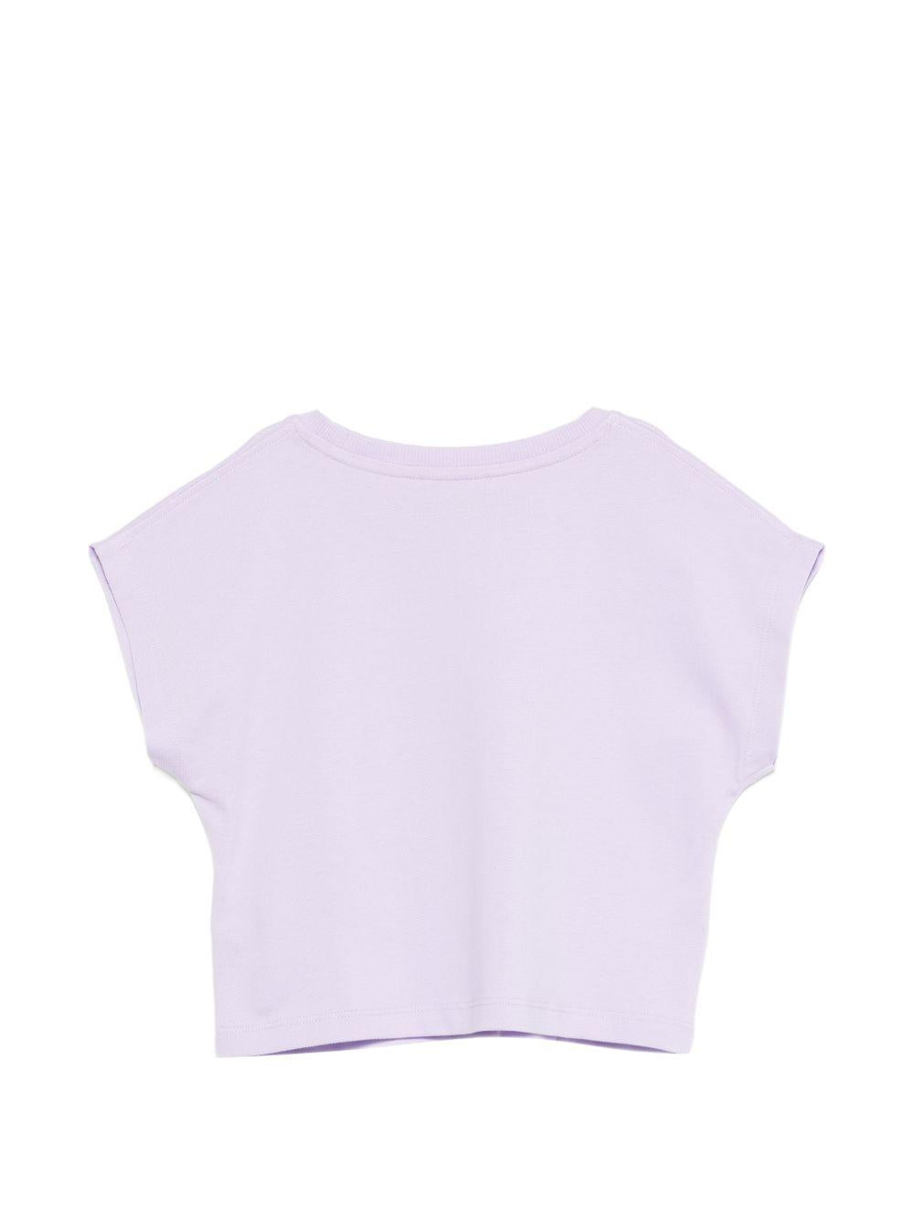 T-shirt per bambina Moschino Kids lilla con stampa grafica HDM06XLFA06 51683 MOSCHINO KIDS 