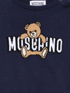 Maglione per neonato Moschino Kids blu con Teddy ricamato sul davanti M8W00JLHE62 40016 MOSCHINO KIDS 