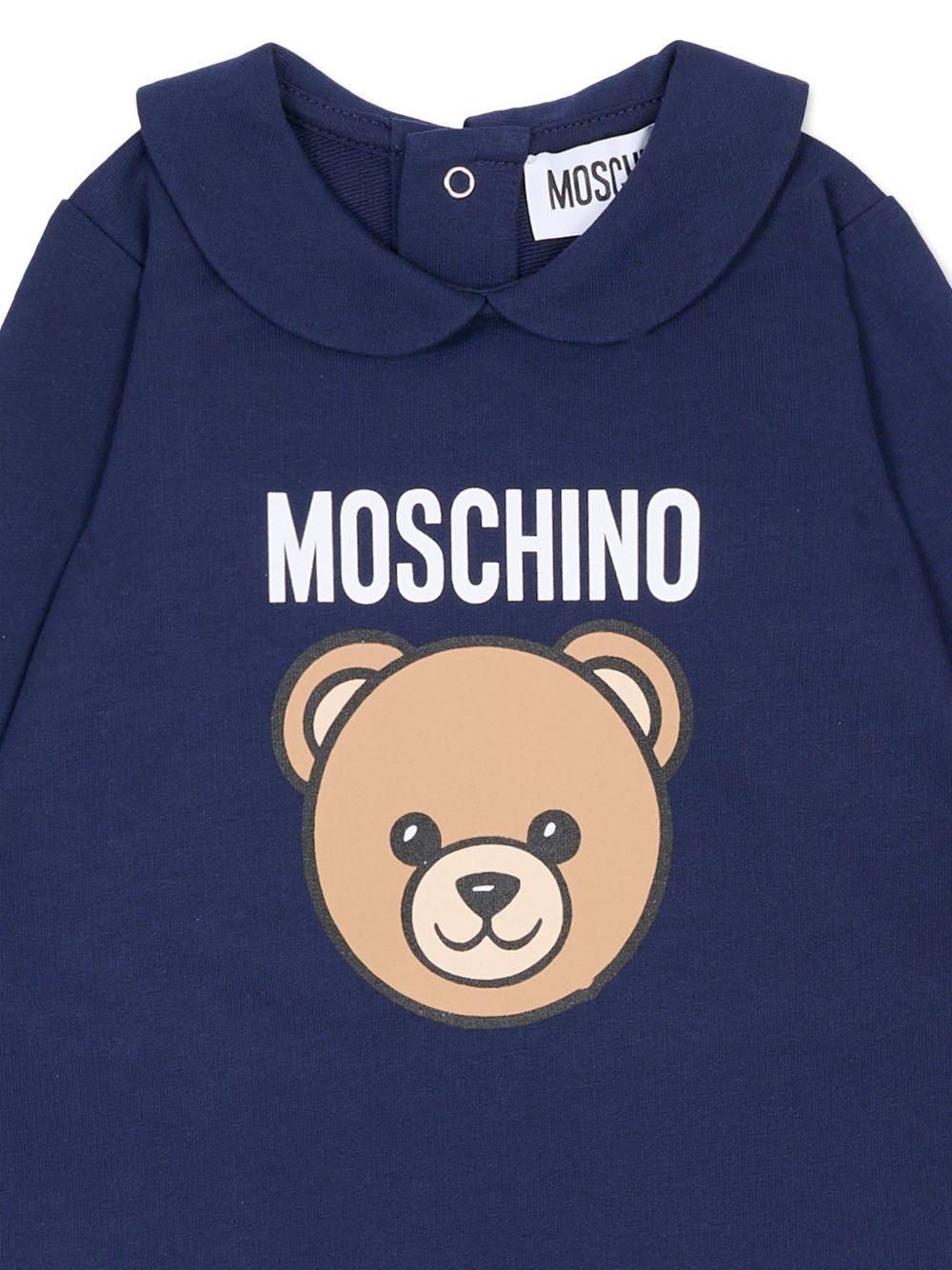 Tutina per neonato Moschino Kids blu con stampa Teddy Bear MUY098LCA19 40016 MOSCHINO KIDS 