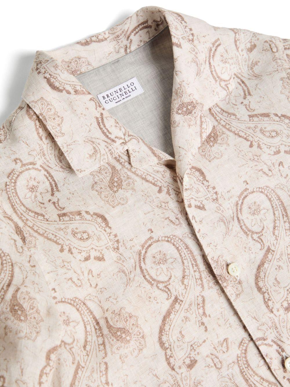 Camicia per bambino Brunello Cucinelli Kids beige con stampa paisley BM688C321 C001 BRUNELLO CUCINELLI KIDS 