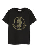 T-shirt per bambino Moncler Enfant nera con logo centrale K29548C0002689AFV 999 MONCLER ENFANT 