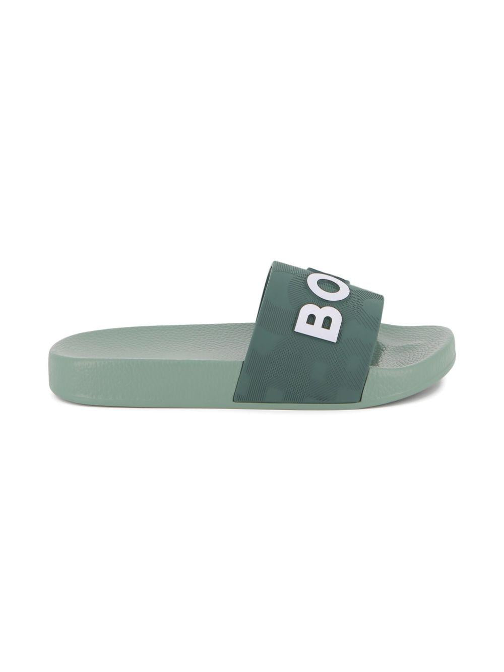 Ciabatte da bambino Boss Kids verde con logo J52799 68C BOSS KIDS 