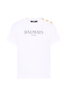 T-shirt per bambino Balmain Kids bianca con stampa logo sul davanti BZ8H51 Z3672 100NE BALMAIN KIDS 