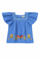 T-shirt per bambina Molo blu con ricamo farfalle 2S26C306 5649 MOLO KIDS 