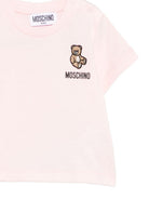 T-shirt per neonata Moschino Kids rosa con ricamo orsetto MUM04TLAA02 50209 MOSCHINO KIDS 