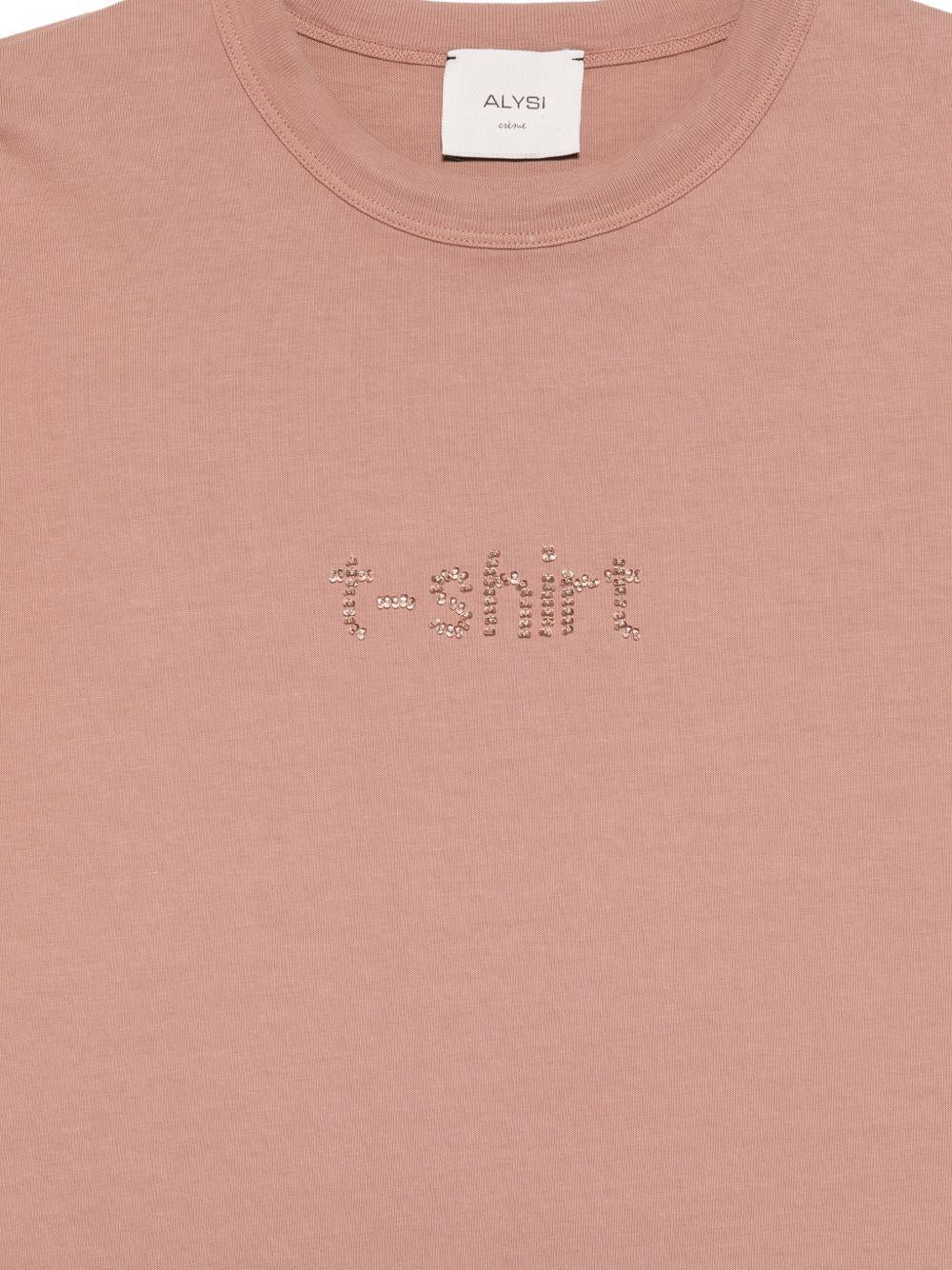 T-shirt per donna Alysi rosa con decorazione con strass 116421 P6027 CP ALYSI 