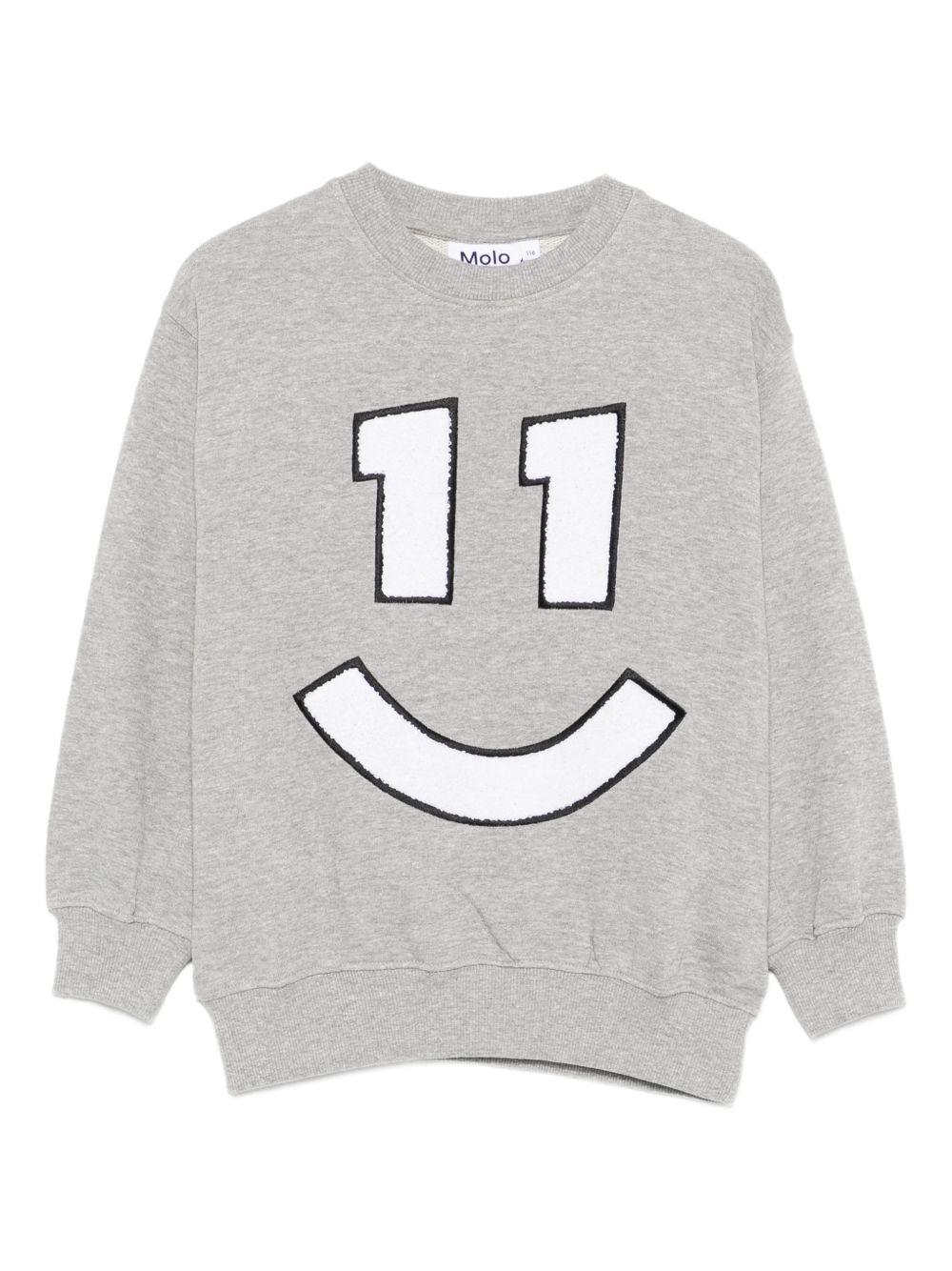 Felpa Magni per bambino Molo grigia con ricamo smile sul davanti 6S26J212 1046 MOLO KIDS 