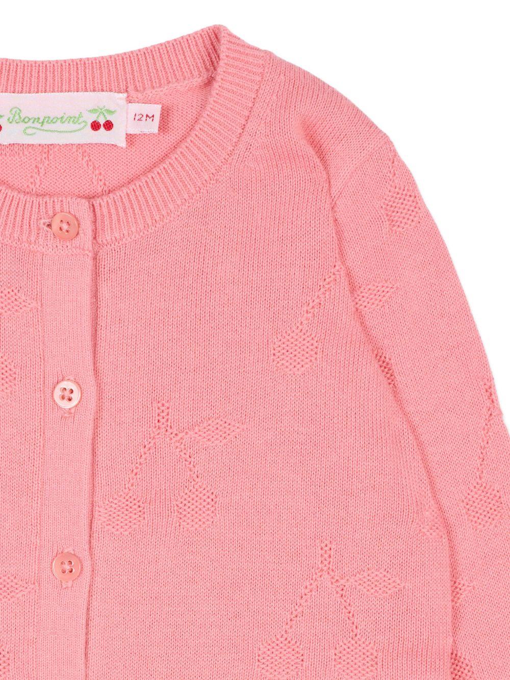 Cardigan per neonata Bonpoint rosa con dettaglio ciliegie S06XCAK00003 028D BONPOINT KIDS 