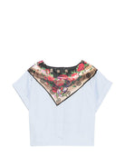T-shirt per bambina Moschino Kids bianca con stampa foulard HDC02FLLA10 40213 MOSCHINO KIDS 
