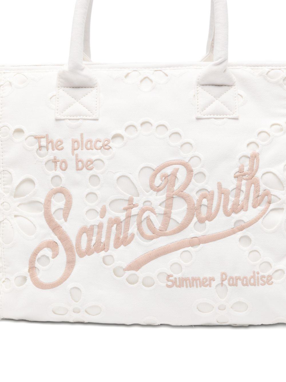 Borsa con bordo arricciato MC2 Saint Barth bianca in pizzo sangallo VANI0029 09063L MC2 ST. BARTH KIDS 