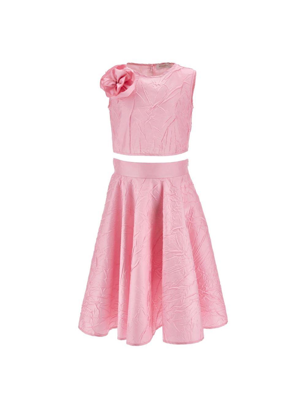 Set top e gonna per bambina Monnalisa rosa con applicazione fiore 71G501 7305 0090 MONNALISA KIDS 