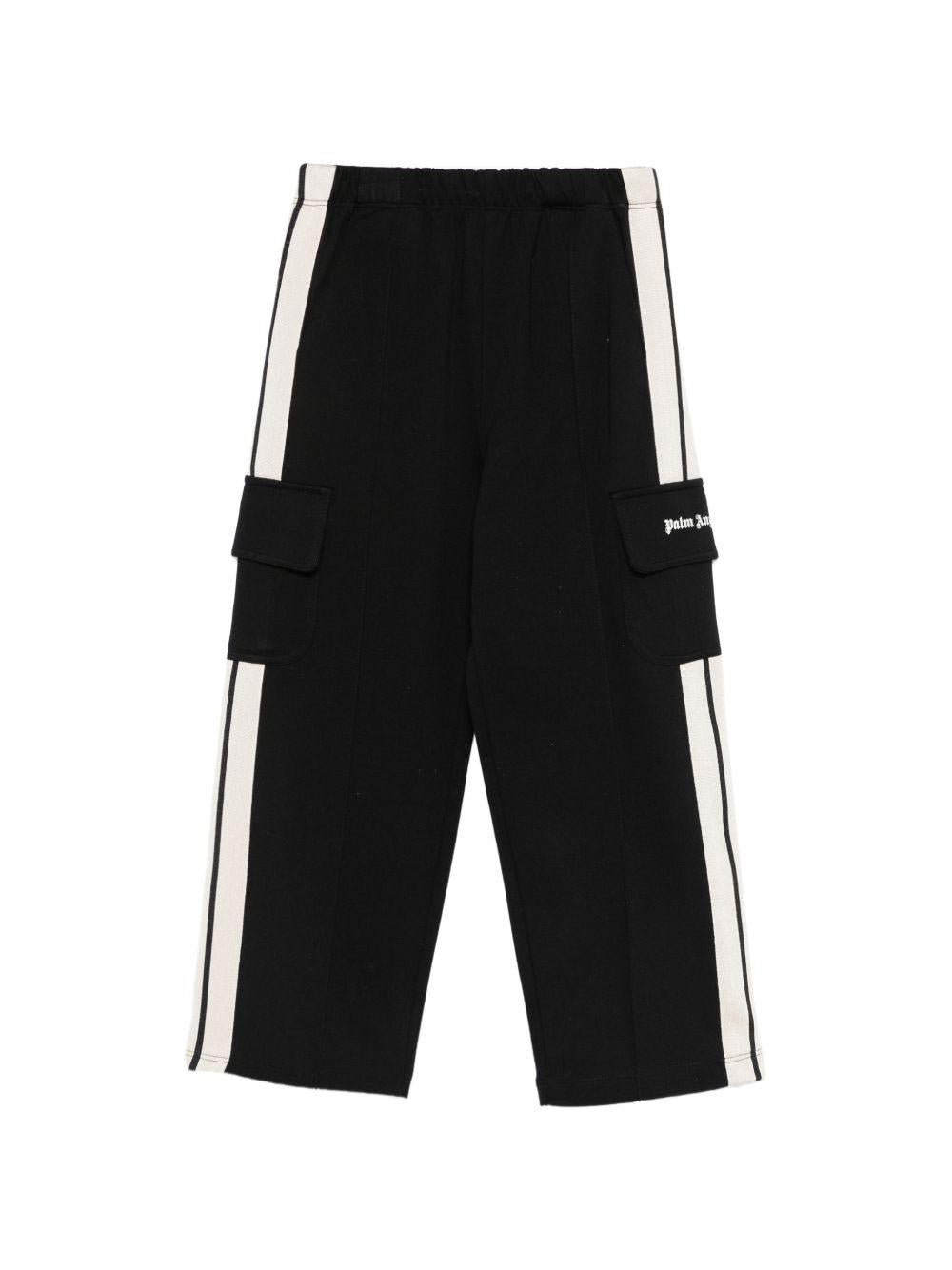 Pantaloni sportivi per bambina Palm Angels Kids neri con decorazioni sui lati PGCJ011S26FLE001 110 PALM ANGELS KIDS 