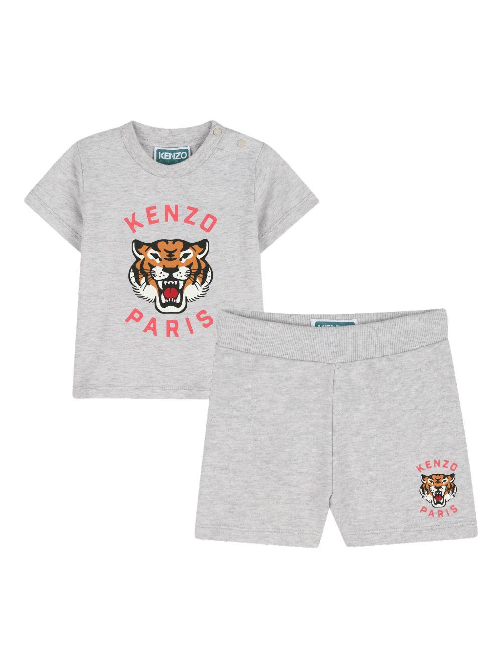 Set t-shirt e shorts per neonato Kenzo Kids grigio con dettaglio stampa K61708 A16 KENZO KIDS 
