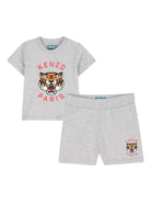 Set t-shirt e shorts per neonato Kenzo Kids grigio con dettaglio stampa K61708 A16 KENZO KIDS 
