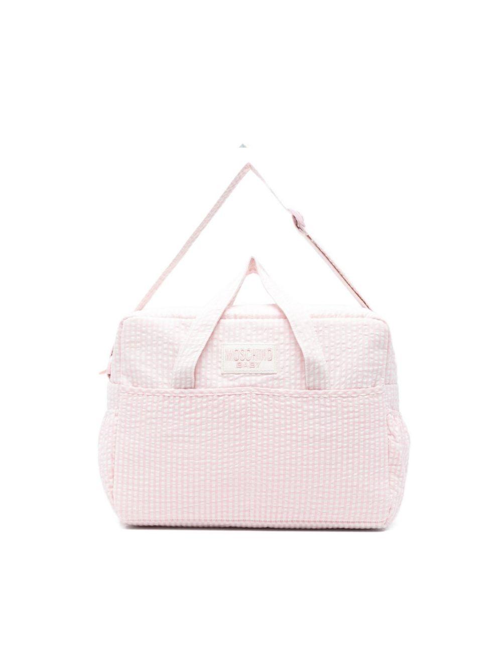 Borsa fasciatoio per neonata Moschino Kids rosa con motivo a quadri MMX056LZE10 82543 MOSCHINO KIDS 