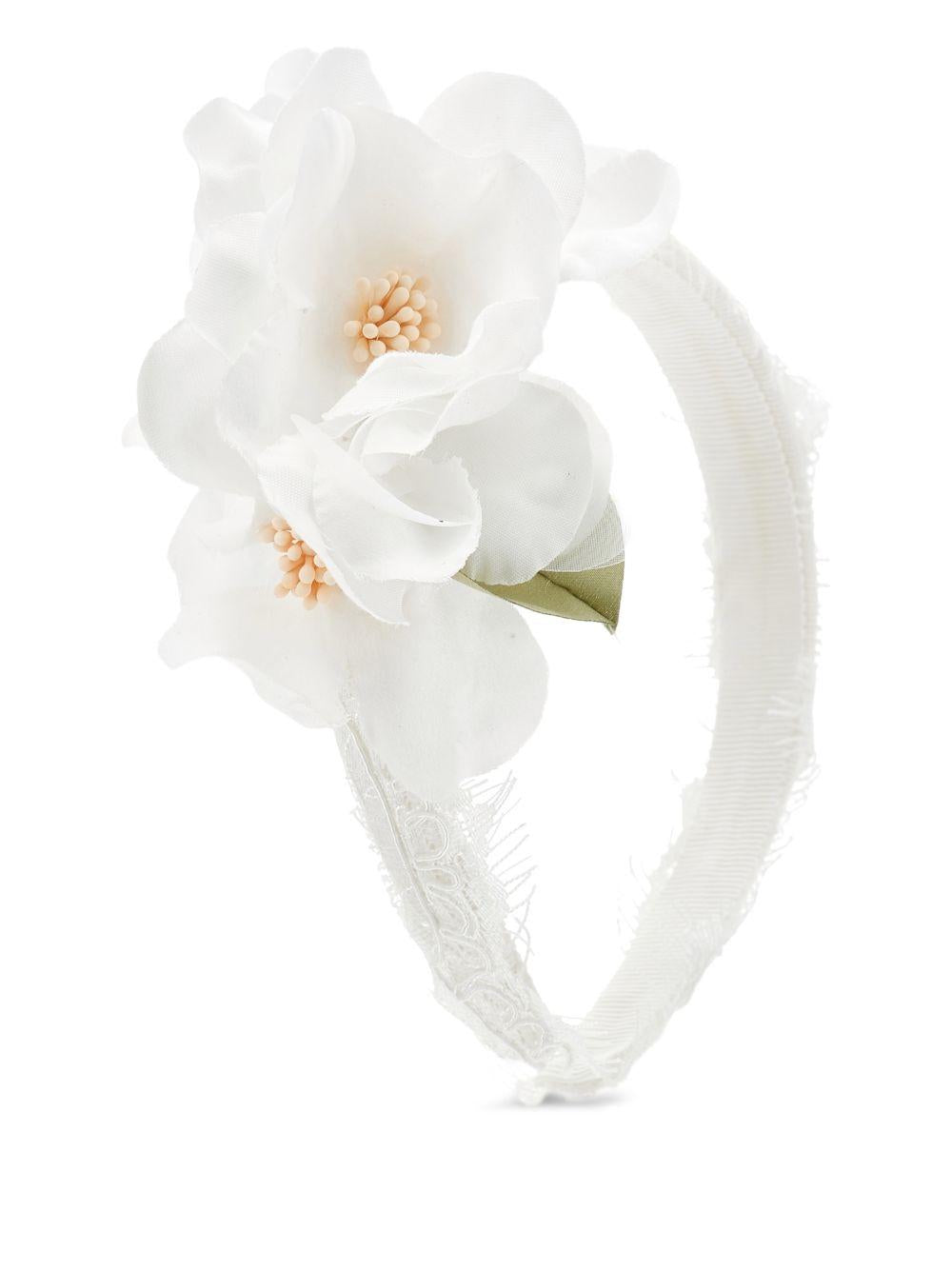 Cerchietto per capelli per bambina Monnalisa bianco con applicazione floreale 79G005 7740 0001 MONNALISA 