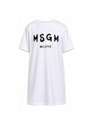 Abito per bambina MSGM Kids bianco con stampa logo S6MSJGDR068 001 MSGM KIDS 