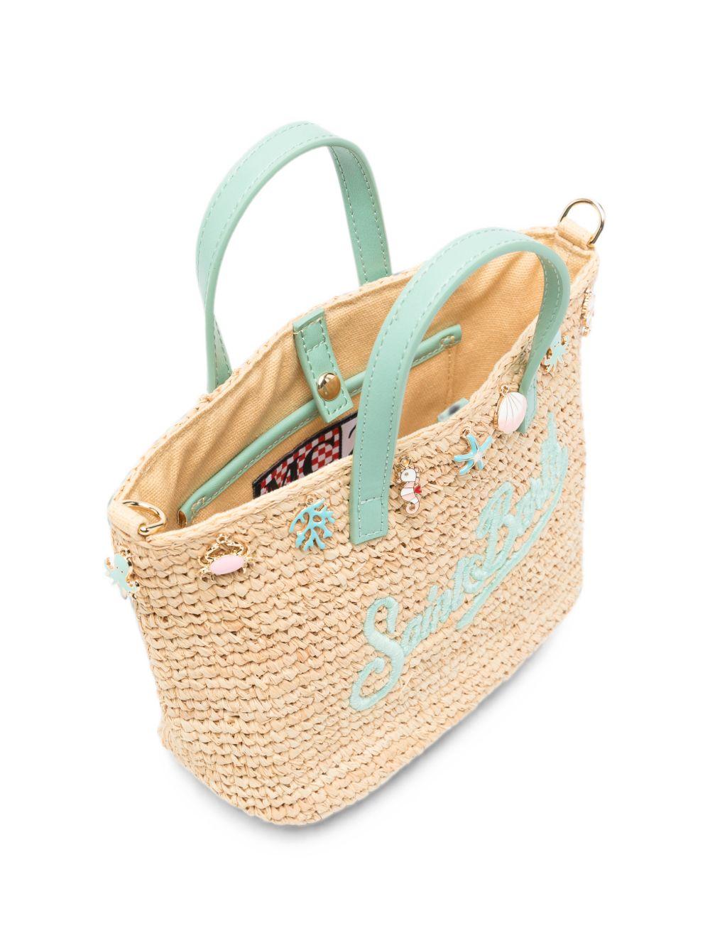Borsa Mini Rafia City MC2 Saint Barth beige con decorazione con perline RAFC003 00359L MC2 ST. BARTH KIDS 