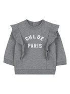Felpa per bambina Chloé Kids grigia con stampa con logo C20705 A46 CHLOE' KIDS 