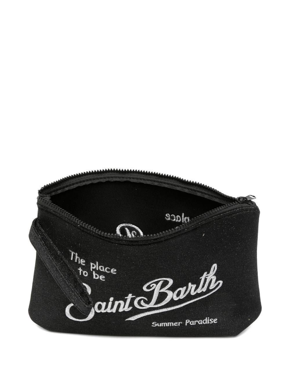 Pochette Aline MC2 Saint Barth nera con logo ricamato a contrasto ALI0018 02999L MC2 ST. BARTH KIDS 