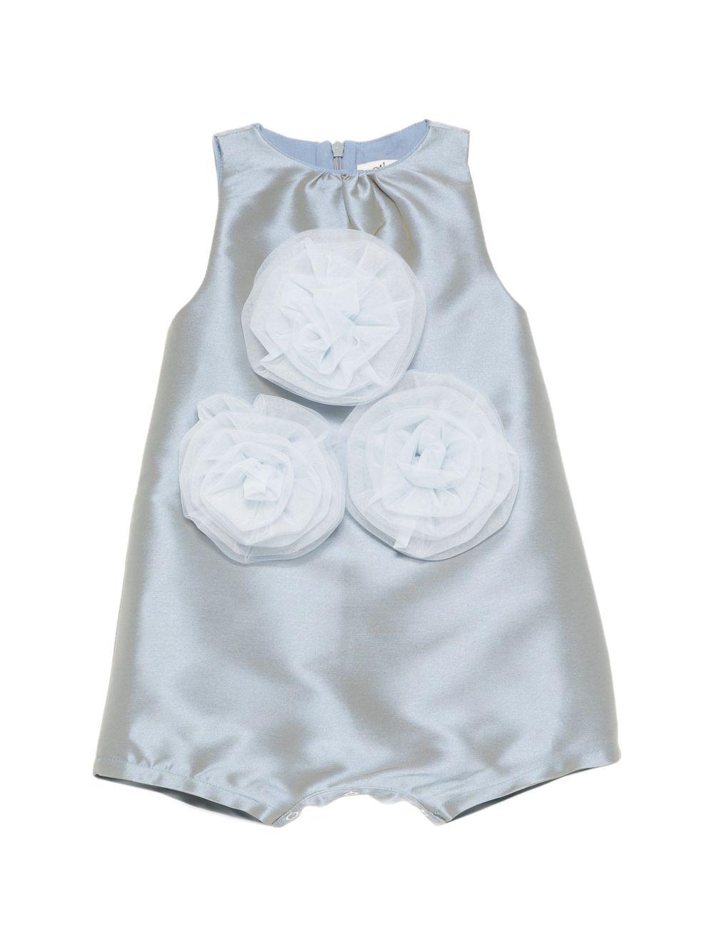 Tutina per neonata Alapage azzurro con applicazioni floreali AL68B CARTA DA ZUCCHERO A'LAPAGE 
