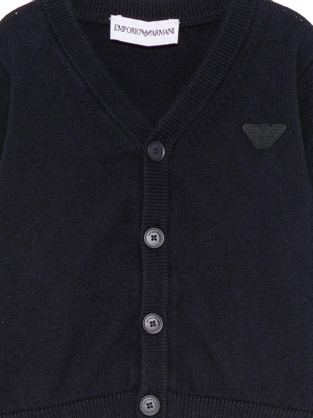 Cardigan per neonato Emporio Armani Kids blu navy con scollo a V EB000446 AF28773 UB118 EMPORIO ARMANI KIDS 