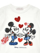 T-shirt per bambina Monnalisa bianca con grafica con Topolino e Minnie 19F602 6003 0001 MONNALISA 